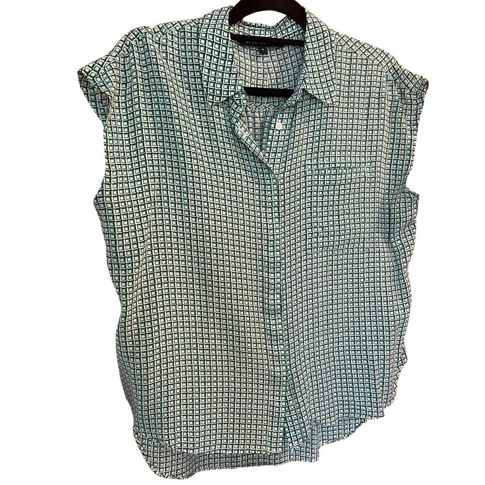 Silk Green Pattered Short Sleeve Blouse // Sportscraft Women's Size 14